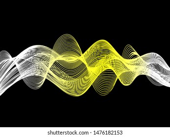 Abstract background with illuminated wave movements Golden blurred wave color design.