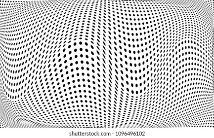 Abstract background of an illusion of stars, distortion of a star grid. Vector 3d grid abstract pattern.  Black stars background.