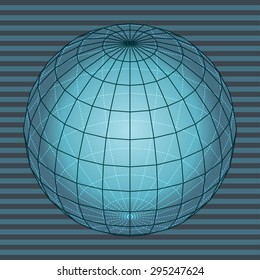 Abstract background illustrated blue transparent sphere with grid.