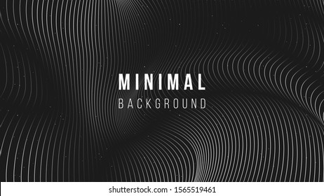 Abstract background illustration. Black and white wawy lines. Color name eerie black. Creative concept. Eps10 vector.
