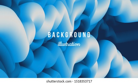 Abstract background illustration. Blue white gradients. Wavy 3d shapes. Eps10 vector.