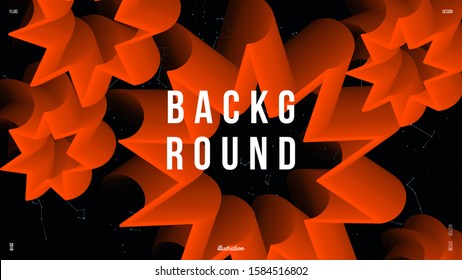 Abstract background illustration. Colorful 3d outline stars and constellations. Colors name: lush lava, rich black. Creative concept. Eps10 vector.