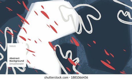 Abstract background illustration. Colorful geometric and hand drawn shapes, textures. Decorative wallpaper, backdrop. Eps10 vector.