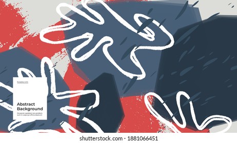 Abstract background illustration. Colorful geometric and hand drawn shapes, textures. Decorative wallpaper, backdrop. Eps10 vector.