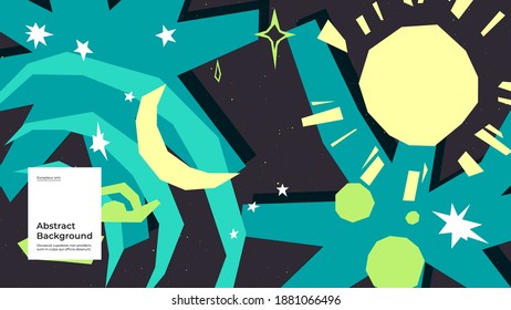 Abstract background illustration. Colorful geometric shapes composition. Decorative wallpaper, backdrop. Cosmic abstractionism. Eps10 vector.