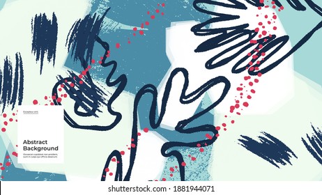 Abstract background illustration. Colorful geometric and hand drawn shapes, textures. Decorative wallpaper, backdrop. Eps10 vector.