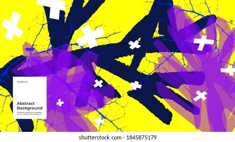Abstract background illustration. Colorful ivy leaves, spots, dots and paint strokes. Decorative wallpaper, backdrop. Hand drawn texture, decor elements and shapes. Eps10 vector.