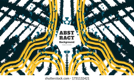 Abstract background illustration. Colorful lines, spots, dots and paint strokes. Decorative symmetric wallpaper, backdrop. Hand drawn texture, decor elements and shapes. Eps10 vector.