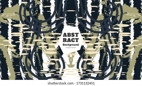 Abstract background illustration. Colorful lines, spots, dots and paint strokes. Decorative symmetric wallpaper, backdrop. Hand drawn texture, decor elements and shapes. Eps10 vector.