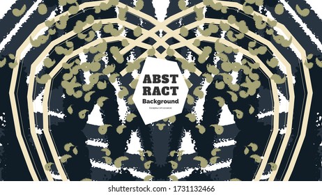 Abstract background illustration. Colorful lines, spots, dots and paint strokes. Decorative symmetric wallpaper, backdrop. Hand drawn texture, decor elements and shapes. Eps10 vector.
