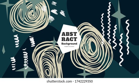 Abstract background illustration. Colorful lines, spots, dots and paint strokes. Decorative symmetric wallpaper, backdrop. Hand drawn texture, decor elements and shapes. Eps10 vector.