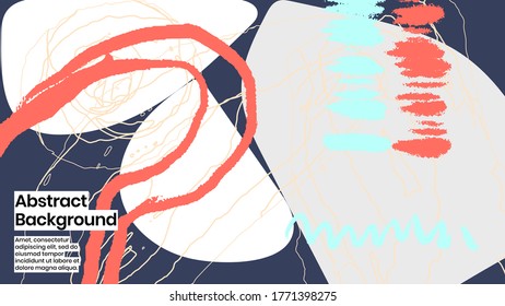 Abstract background illustration. Colorful lines, scribble and paint strokes. Decorative chaos wallpaper, backdrop. Hand drawn texture, decor elements and shapes. Eps10 vector.