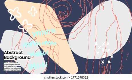 Abstract background illustration. Colorful lines, scribble and paint strokes. Decorative chaos wallpaper, backdrop. Hand drawn texture, decor elements and shapes. Eps10 vector.