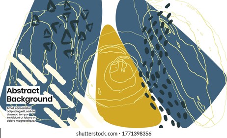 Abstract background illustration. Colorful lines, scribble and paint strokes. Decorative chaos wallpaper, backdrop. Hand drawn texture, decor elements and shapes. Eps10 vector.