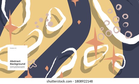 Ilustración de fondo abstracta. Coloridas líneas, puntos, puntos y trazos de pintura. Papel pintado decorativo, fondo. Textura dibujada a mano, elementos decorativos y formas. Vector Eps10.