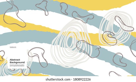 Abstrakte Hintergrundgrafik. Farbige Linien, Flecken, Punkte und Pinselstriche. Dekorative Tapete, Hintergrund. Handgezeichnete Textur, Dekorelemente und Formen. EPS10-Vektor.