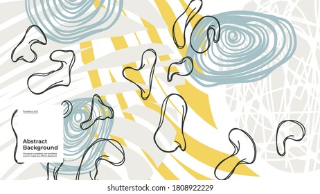 Abstract background illustration. Colorful lines, spots, dots and paint strokes. Decorative wallpaper, backdrop. Hand drawn texture, decor elements and shapes. Eps10 vector.