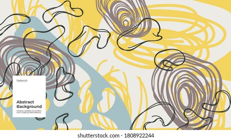Abstract background illustration. Colorful lines, spots, dots and paint strokes. Decorative wallpaper, backdrop. Hand drawn texture, decor elements and shapes. Eps10 vector.