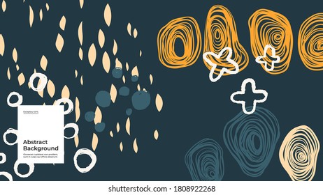 Abstract background illustration. Colorful lines, spots, dots and paint strokes. Decorative wallpaper, backdrop. Hand drawn texture, decor elements and shapes. Eps10 vector.