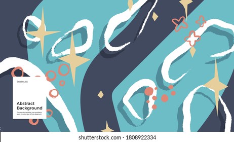 Abstract background illustration. Colorful lines, spots, dots and paint strokes. Decorative wallpaper, backdrop. Hand drawn texture, decor elements and shapes. Eps10 vector.