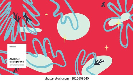 Abstract background illustration. Colorful lines, spots, dots and paint strokes. Decorative wallpaper, backdrop. Hand drawn texture, decor elements and shapes. Eps10 vector.