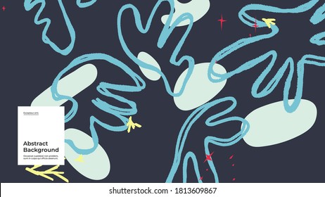 Abstract background illustration. Colorful lines, spots, dots and paint strokes. Decorative wallpaper, backdrop. Hand drawn texture, decor elements and shapes. Eps10 vector.