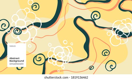 Abstract background illustration. Colorful lines, spots, dots and paint strokes. Decorative wallpaper, backdrop. Hand drawn texture, decor elements and shapes. Eps10 vector.