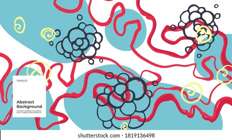 Abstract background illustration. Colorful lines, spots, dots and paint strokes. Decorative wallpaper, backdrop. Hand drawn texture, decor elements and shapes. Eps10 vector.