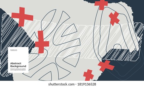 Abstract background illustration. Colorful lines, spots, dots and paint strokes. Decorative wallpaper, backdrop. Hand drawn texture, decor elements and shapes. Eps10 vector.