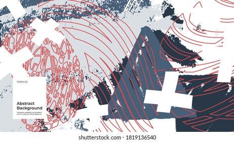 Abstract background illustration. Colorful lines, spots, dots and paint strokes. Decorative wallpaper, backdrop. Hand drawn texture, decor elements and shapes. Eps10 vector.