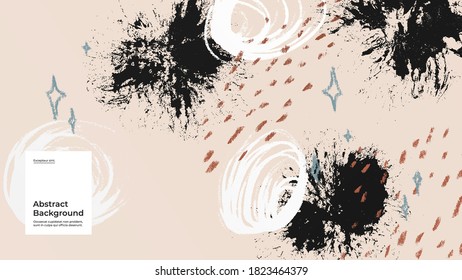 Abstract background illustration. Colorful lines, spots, dots and paint strokes. Decorative wallpaper, backdrop. Hand drawn texture, decor elements and shapes. Eps10 vector.