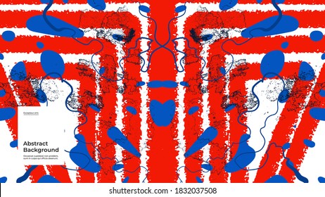 Abstract background illustration. Colorful lines, spots, dots and paint strokes. Decorative wallpaper, backdrop. Symmetric hand drawn texture, decor elements and shapes. Eps10 vector.