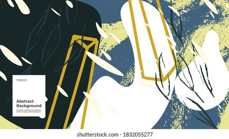 Abstract background illustration. Colorful lines, spots, dots and paint strokes. Decorative wallpaper, backdrop. Hand drawn texture, decor elements and shapes. Eps10 vector.