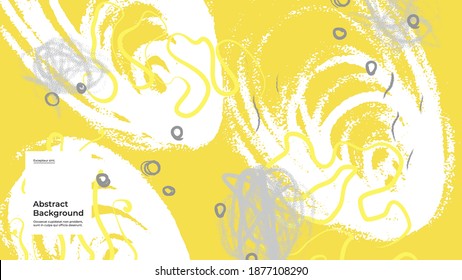 Abstract background illustration. Colorful lines, spots, dots and paint strokes. 2021 terendy colors. Hand drawn texture, decor elements and shapes. Eps10 vector.