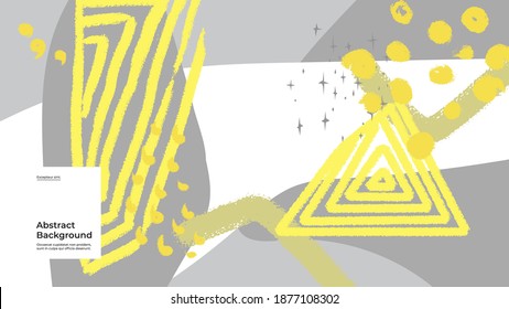 Abstract background illustration. Colorful lines, spots, dots and paint strokes. 2021 terendy colors. Hand drawn texture, decor elements and shapes. Eps10 vector.