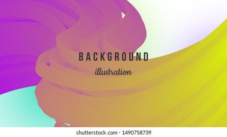 Abstract background illustration. Colorful yellow violet gradient lines on white backdrop. Wavy 3d shape. Poster, homepage, concept design. Eps10 vector.