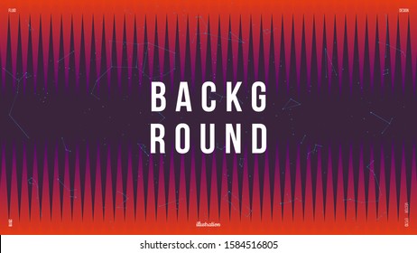Abstract background illustration. Colorful zig zag shape and constellations. Colors name: lush lava, indigo, deep purple (Kokimurasaki). Creative concept. Eps10 vector.