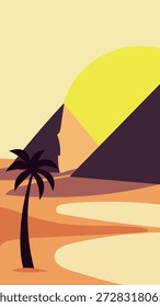 Desierto Abstractas de la ilustración del fondo con el Vector plano de la pirámide