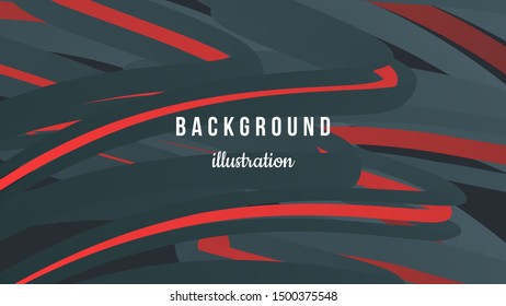 Abstract background illustration.  gray and red gradients. Wavy 3d shapes and lines on gray backdrop. Eps10 vector.