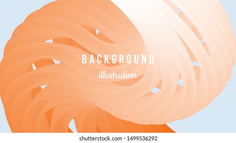 Abstract background illustration. Halftone,   orange gradient. Wavy 3d shapes on blue backdrop. Poster, homepage, concept design. Eps10 vector.