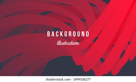Abstract background illustration. Halftone,  red gradients. Wavy 3d shapes on gray backdrop. Poster, homepage, concept design. Eps10 vector.