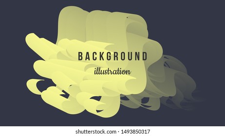 Abstract background illustration. Halftone, yellow gray gradient. Wavy 3d shapes. Poster, homepage, concept design. Eps10 vector.