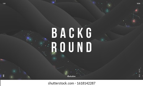 Abstract background illustration. Monochrome gray 3d form and constellations. Creative concept. Eps10 vector.