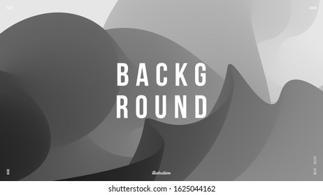 Abstract background illustration. Monochrome wavy 3d shapes. Minimal wallpaper. Black and white. Creative concept. Eps10 vector.