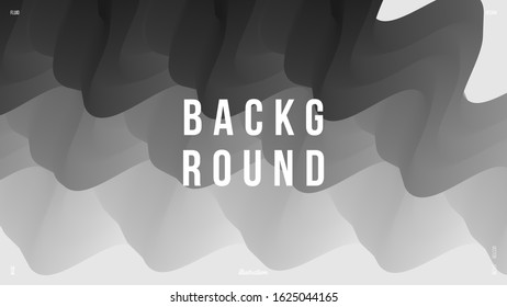 Abstract background illustration. Monochrome wavy 3d shapes. Minimal wallpaper. Black and white. Creative concept. Eps10 vector.