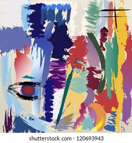 abstract background illustration, paint strokes and splashes