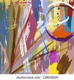 abstract background illustration, with paint strokes, splashes and marks