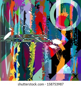 abstract background illustration, with paint strokes, splashes and a circle