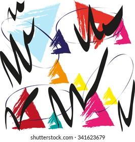 abstract background, illustration with paint strokes and splashes, geometric