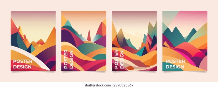 Abstract Background Illustration Poster Design Template poster and Magazine. Trendy Abstract Colorful Geometric and Collage with Typography for Cover, book, social media story, and Page Layout